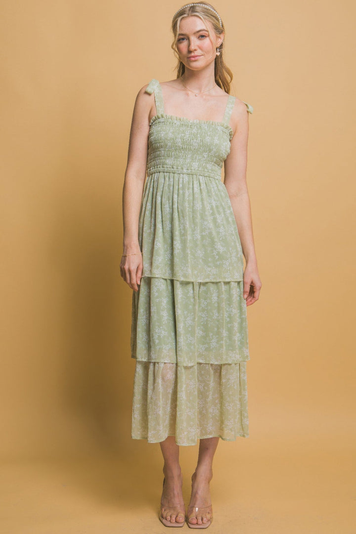 Tiered Midi Floral Dress