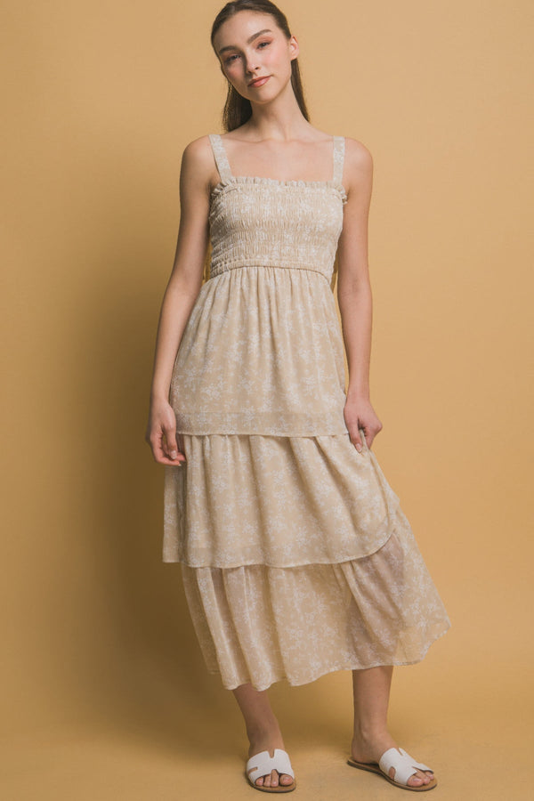 Tiered Midi Floral Dress
