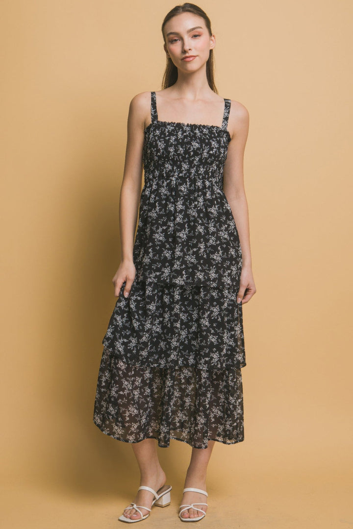 Tiered Midi Floral Dress