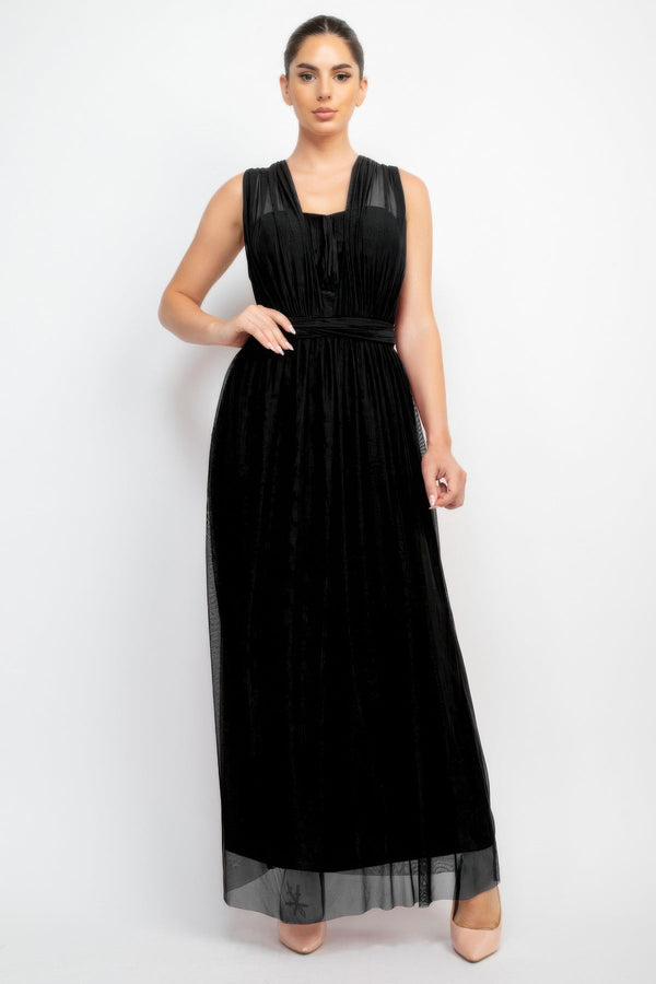 A-line Mesh Convertible Maxi Dress
