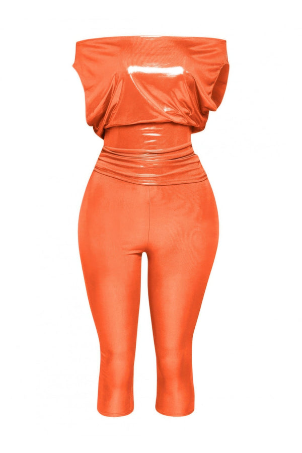 Lose Fit Shimmer Top And Capri Set