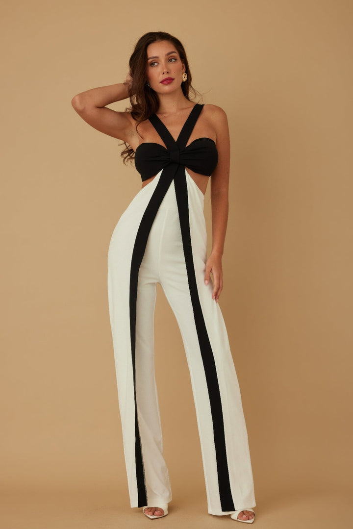 X Ribbon Open Jumpsuit