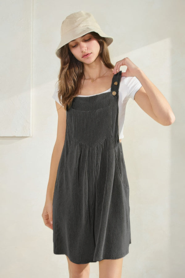 Prime Ribbed Knit Overall Romper