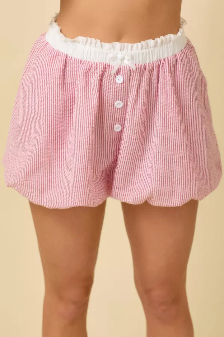 Seersucker Stripe Bubble Hem Boxer Shorts