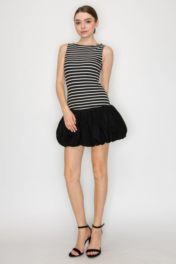 Stripe Bubble Mini Skirt Dress