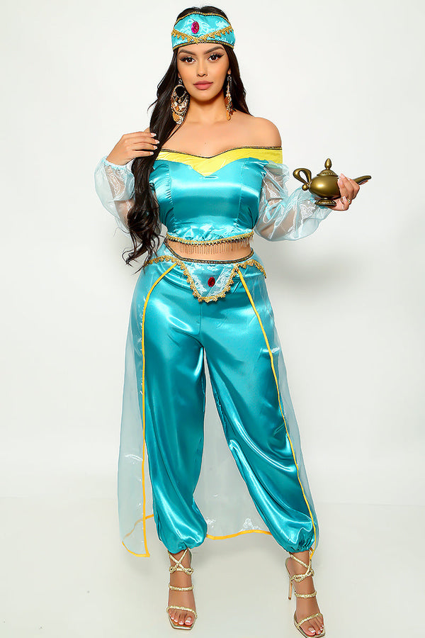 Jade Gold Sequin Mesh Satin Sexy Princess Jas 3 Pc Costume