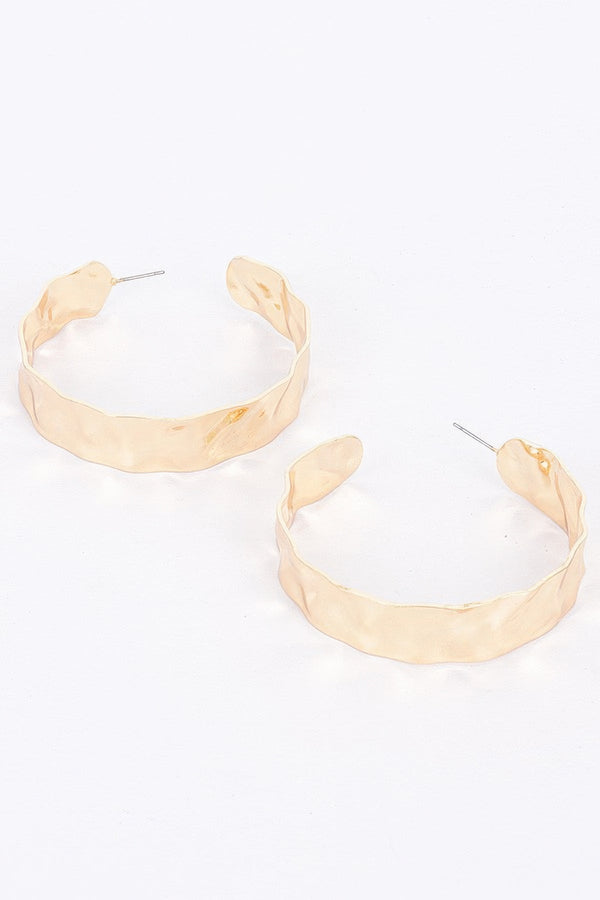 Gold Plated Wide Metal Hoop Earring