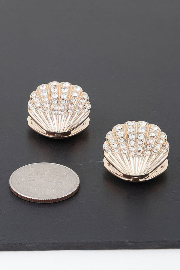 Jeweled Clam Shell Earrings