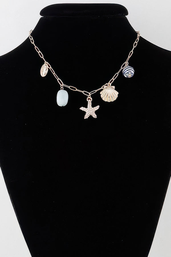 Multi Sea Charm Chain Necklace