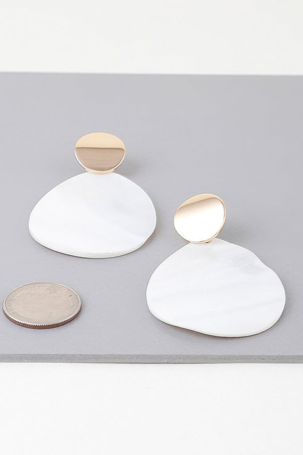 Marbled Stone Oval Earrings
