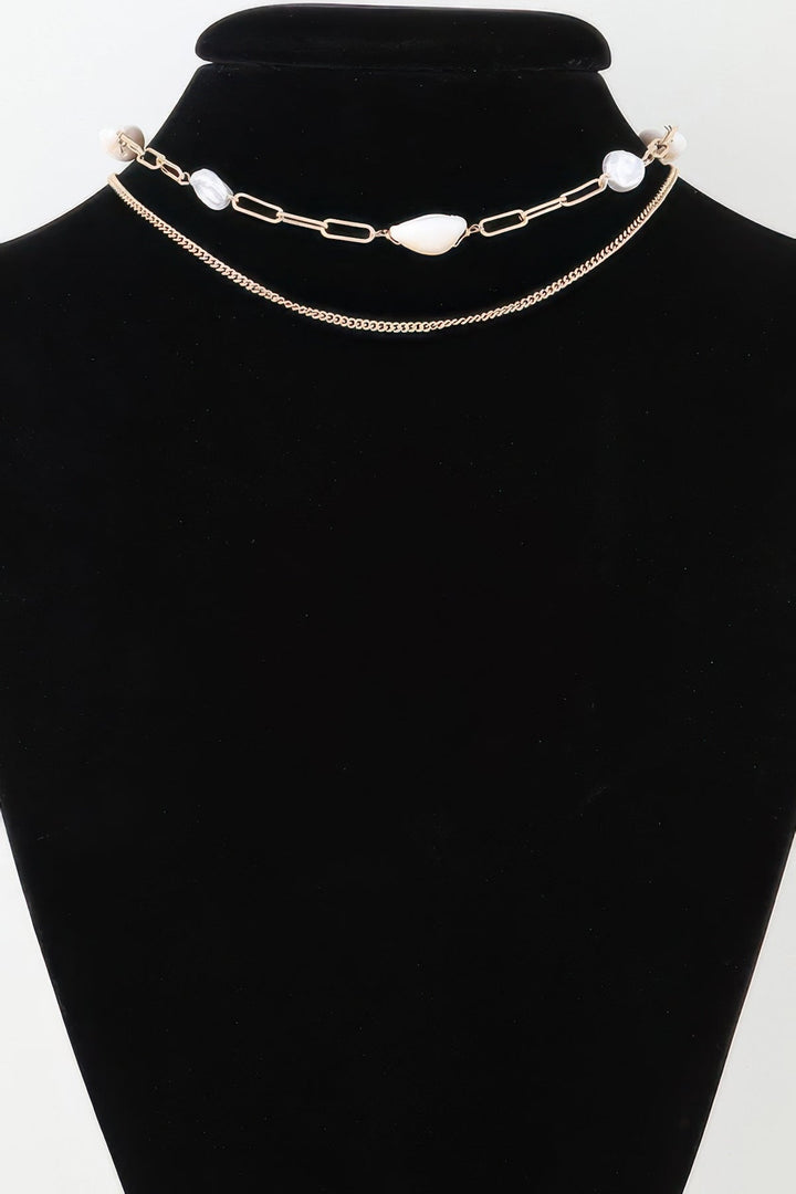 Double Pearl Chain Necklace