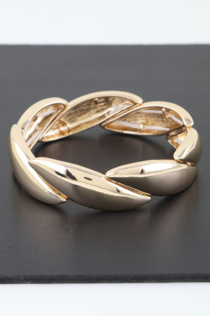 Shiny Overlapping Leaves Bracelet