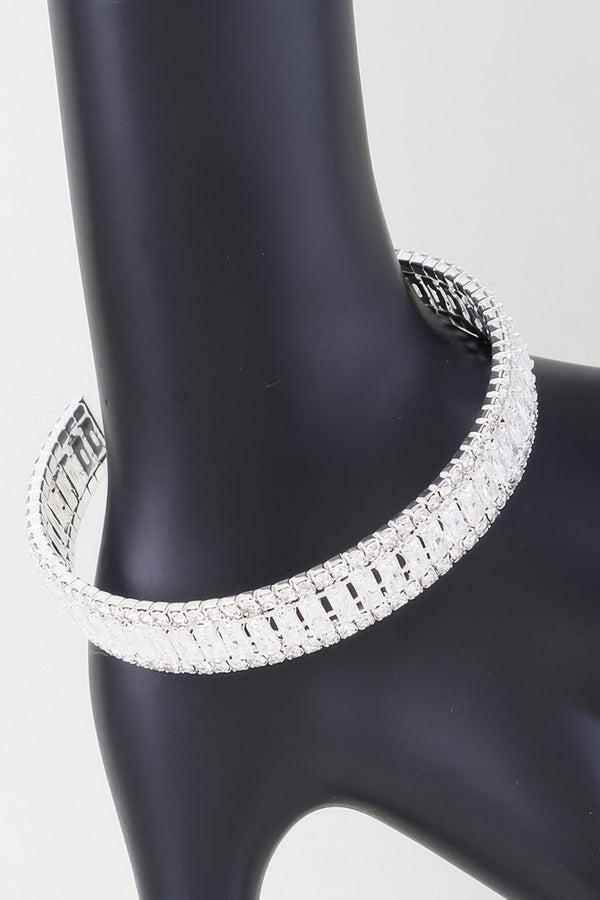 Wide Cubic Zirconia Cuff Bracelet