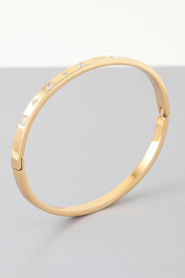 Cubic Star Embedded Cuff Bracelet