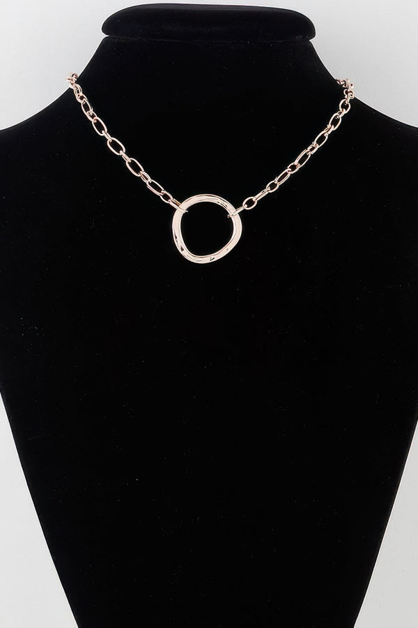 Hammered Hoop Chain Necklace