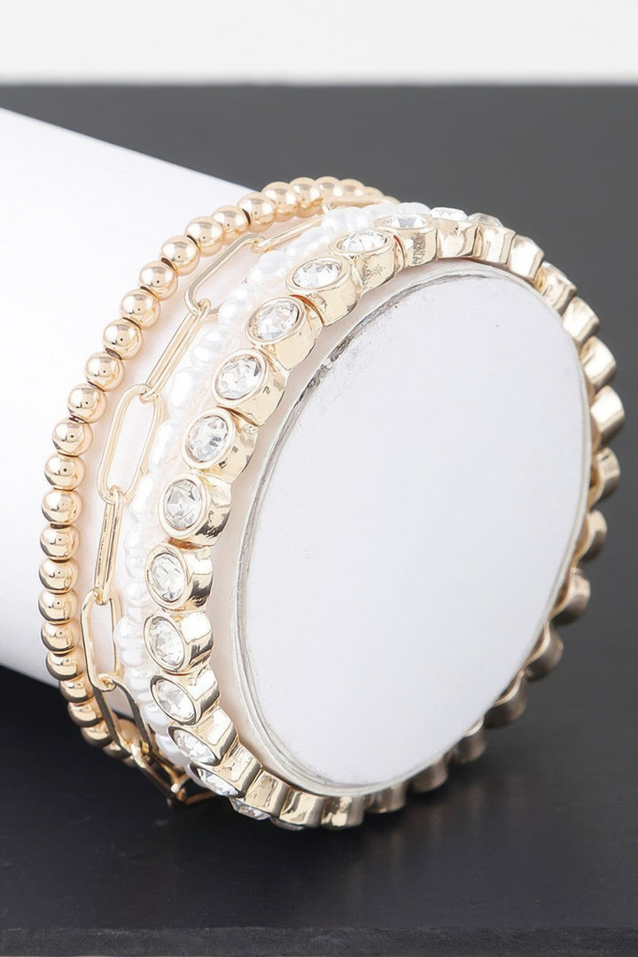 Triple Rhinestone Beaded Bracelet