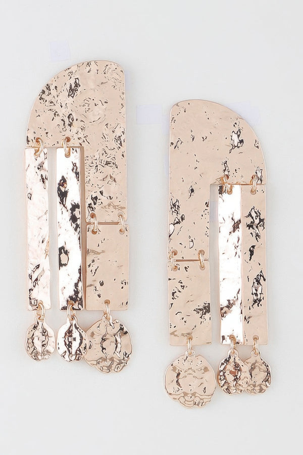 Shiny Hammered Drop Earrings