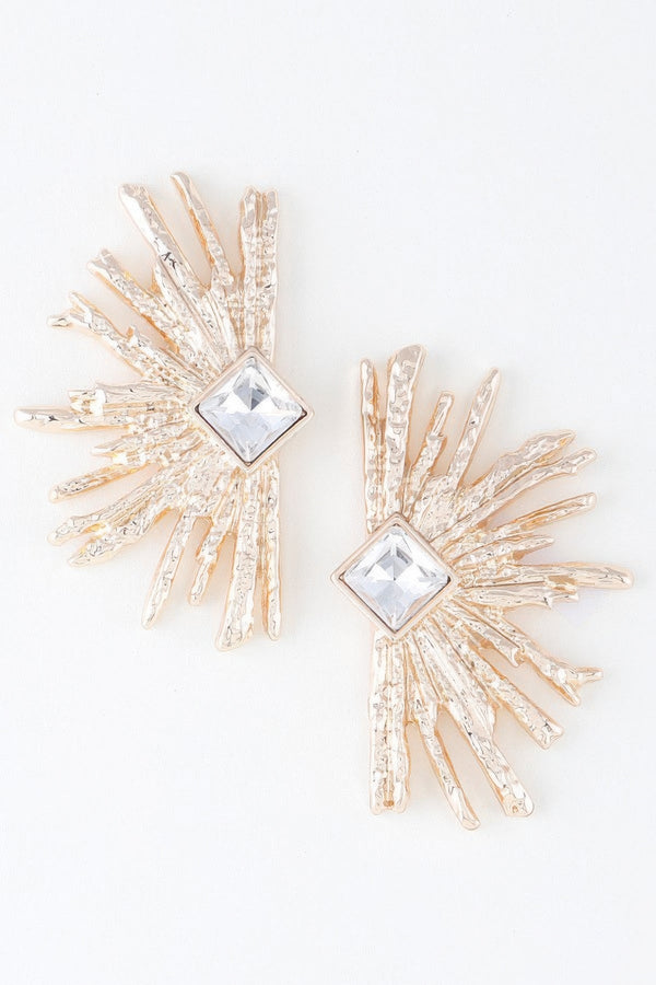 Diamond Rhinestone Flare Earrings