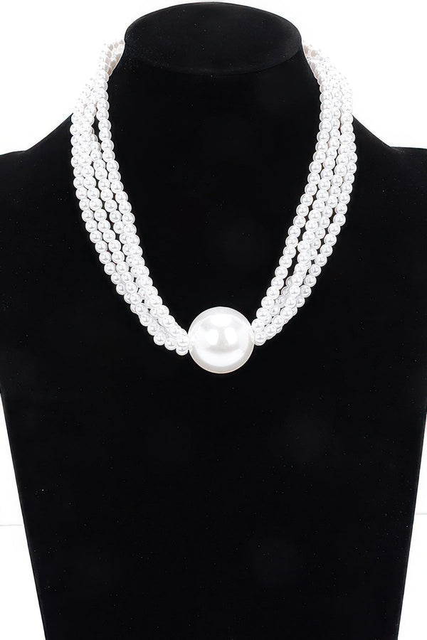 Multi Faux Pearl Chain Necklace