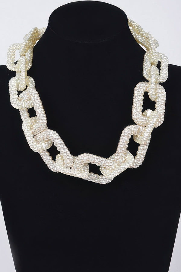 Faux Pearl Link Chain Necklace