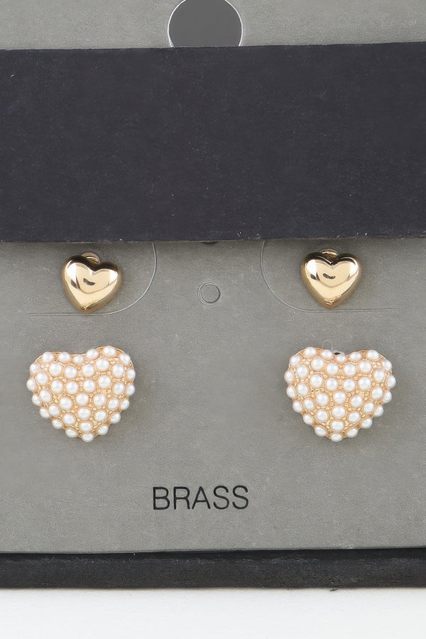 Twin Hearts Stud Earrings