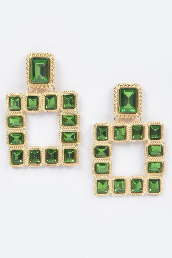 Multi Square Gemstone Earrings