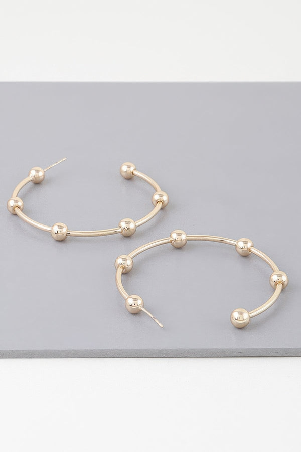 Multi Shiny Bead Hoop Earrings