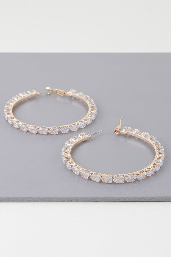 Teardrop Bejeweled Hoop Earrings