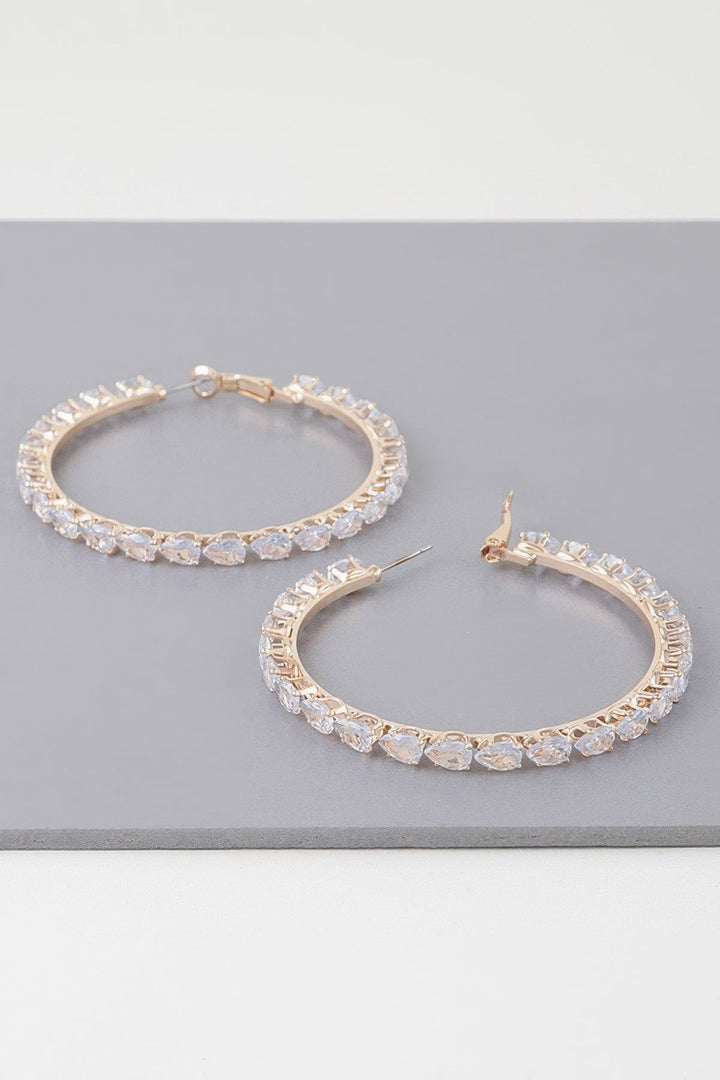 Teardrop Bejeweled Hoop Earrings