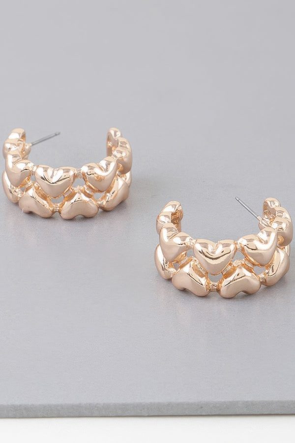 Twin Hearts Hoop Earrings