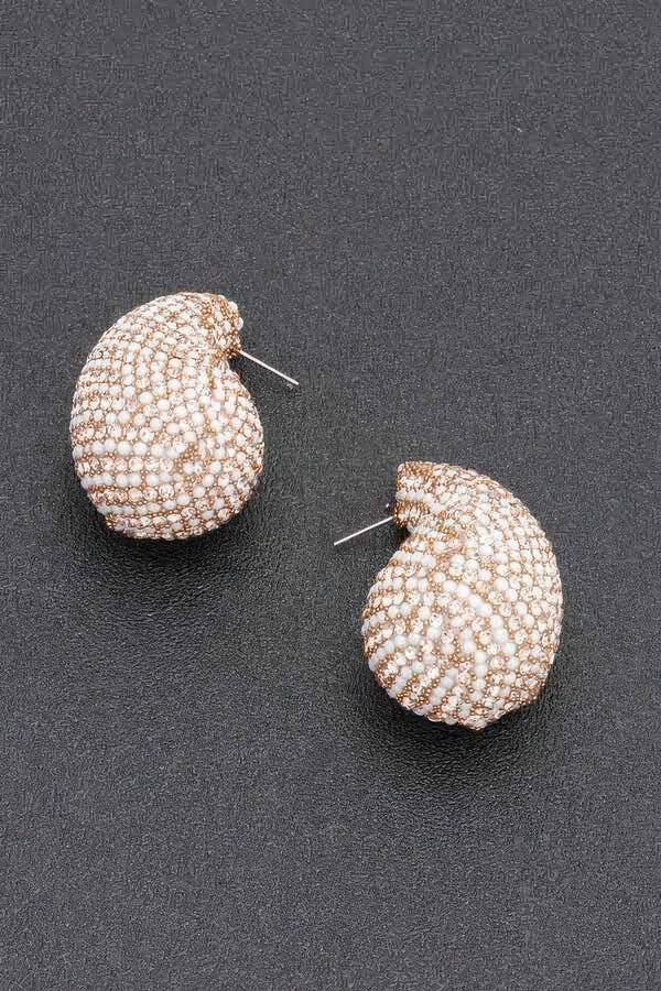 Rhinestone Faux Pearl Metal Earring