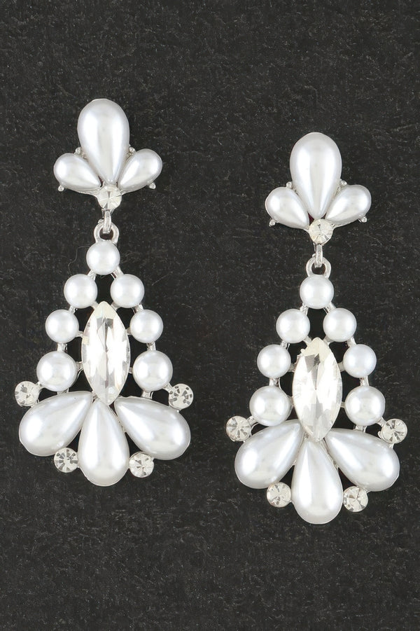 Jeweled Pearl Teardrop Earrings