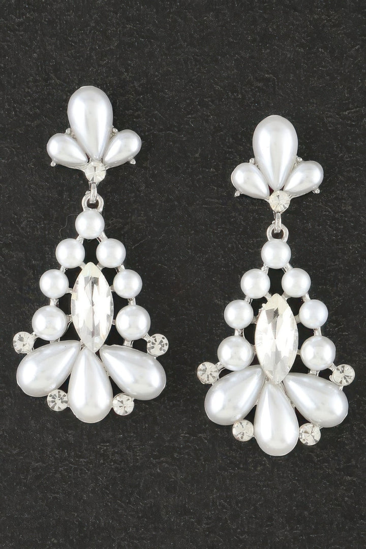 Jeweled Pearl Teardrop Earrings