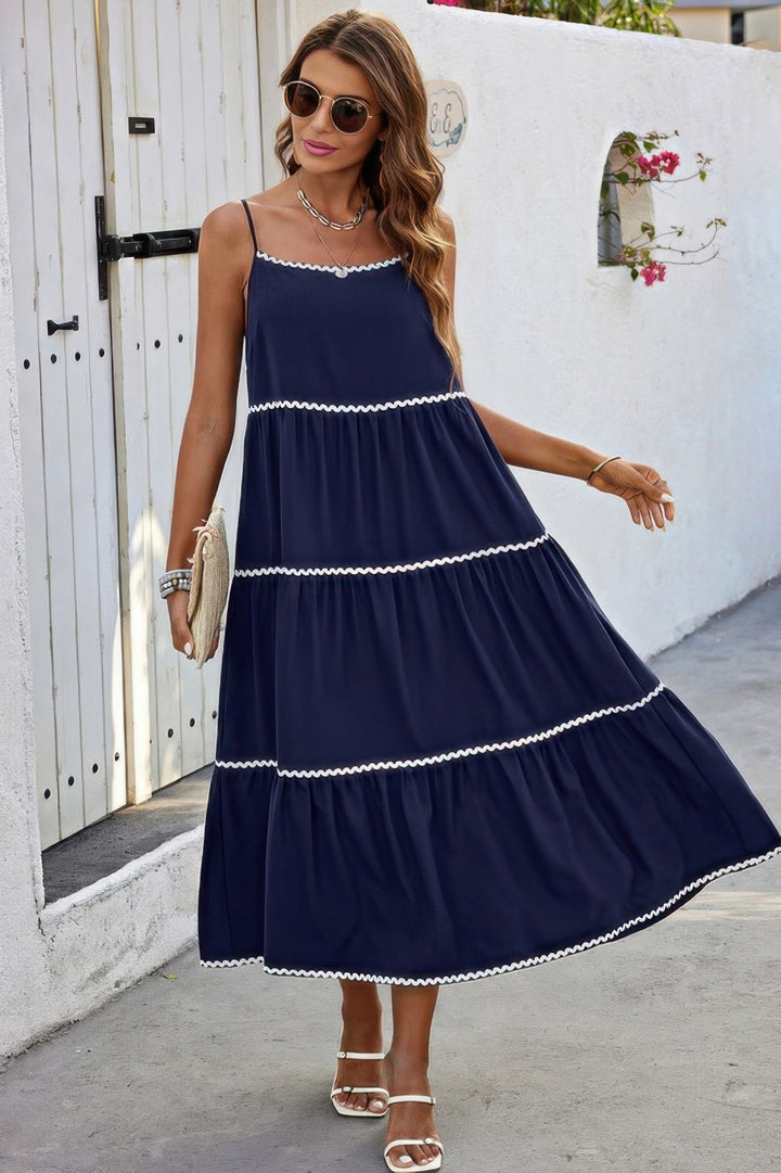 Spaghetti Strap Sleeveless Loose A Line Ankle Dress