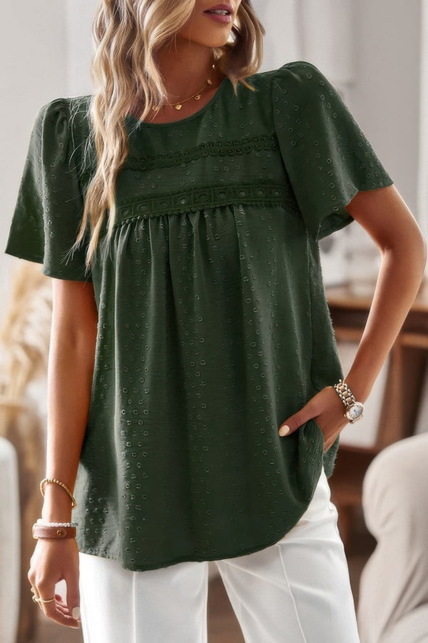 Plus Size Temperament Solid Short Sleeves Top