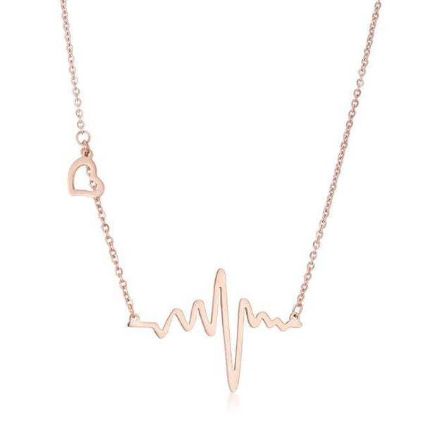 A contemporary heartbeat design accents a trendy necklace. Perfect for everyday!