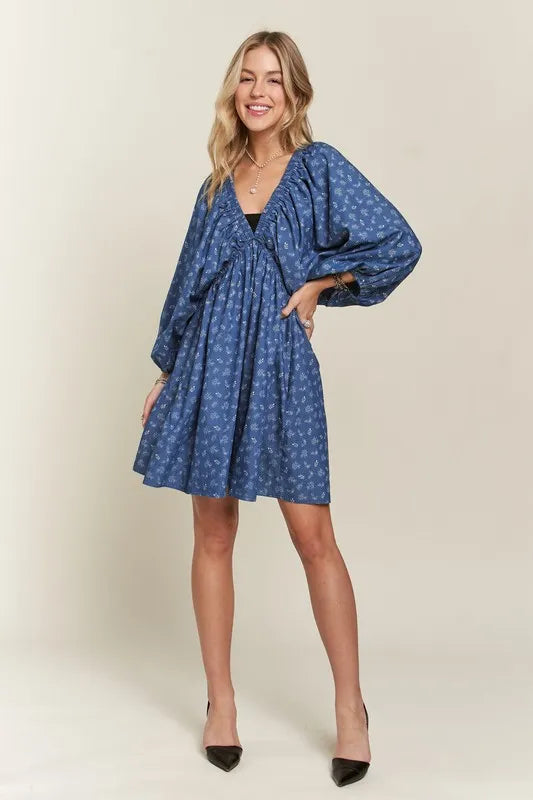 ADORA Batwing Sleeves Floral Dress