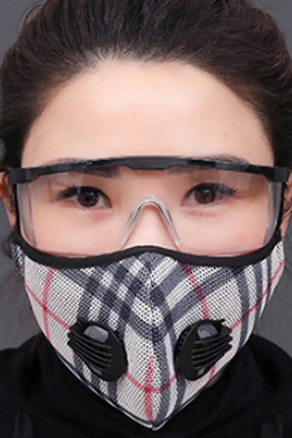 Beige Black Double Respirator Filter Face Mask