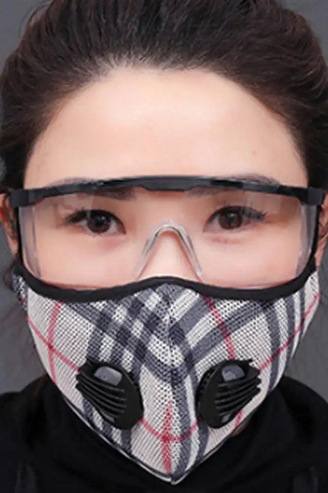 Beige Black Double Respirator Filter Face Mask