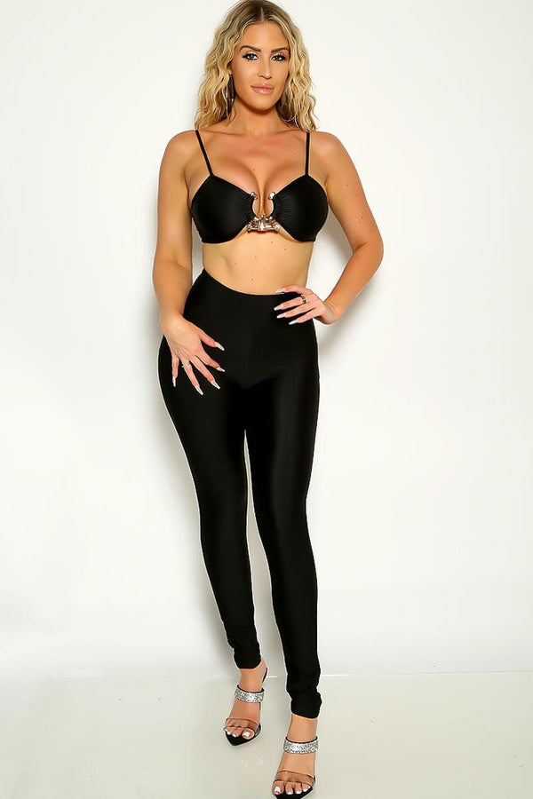 Black Gold Sleeveless Two Piece Outfit