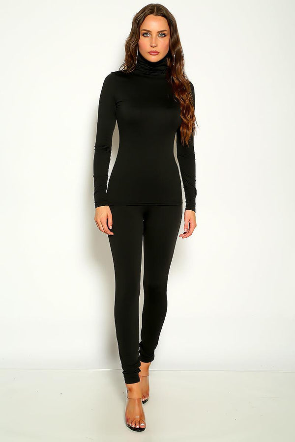 Black Long Sleeve Two Piece Outfit