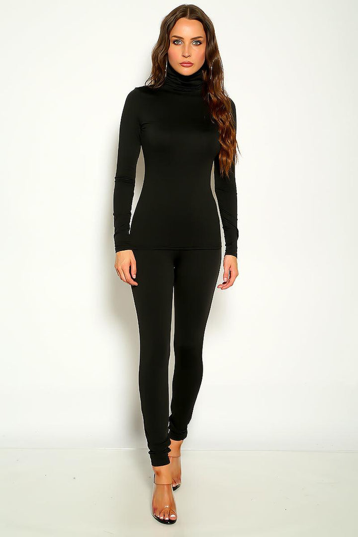 Black Long Sleeve Two Piece Outfit