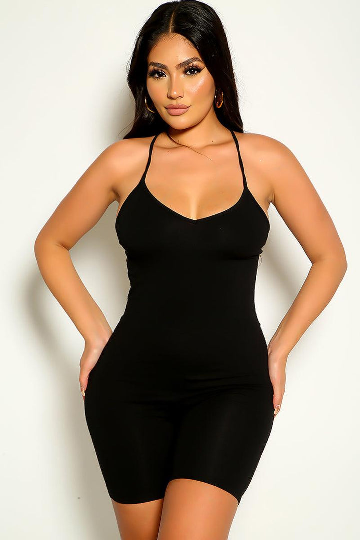 Black Sleeveless Strappy Sexy Romper