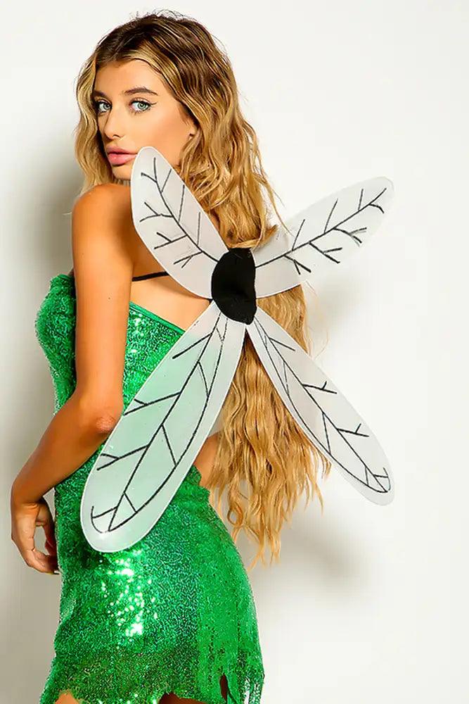 Black White Glitter Detail Dragon Fly Wings