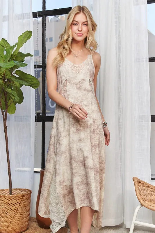 ADORA Printed Spaghetti Strap Midi Dress