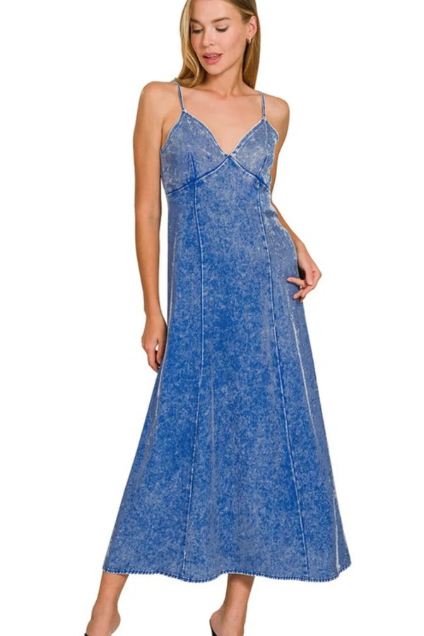 Zenana Tencel Mineral Washed Maxi Dress