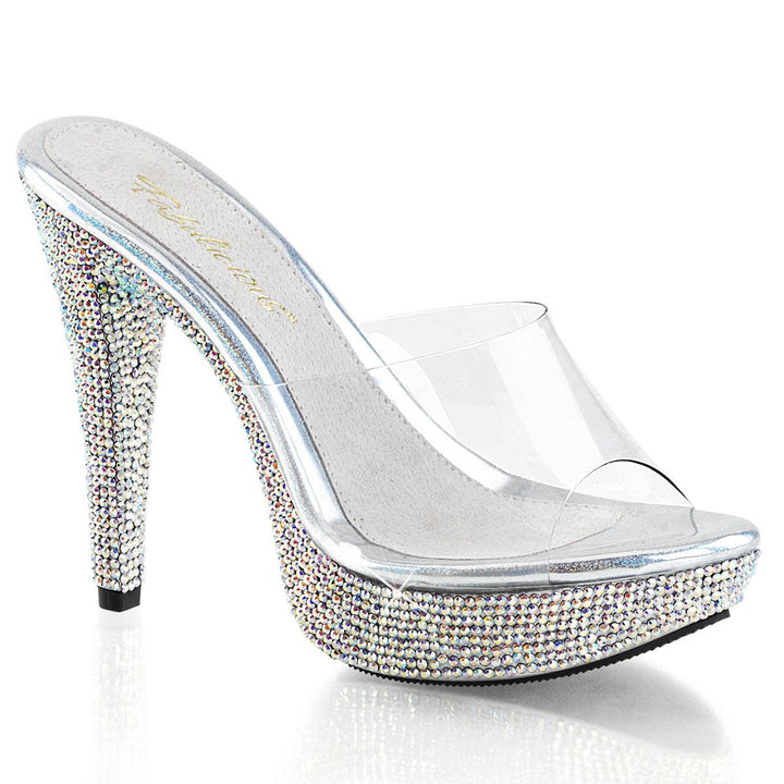 COCKTAIL-501DM Sexy Clear Strap Heels With Rhinestones