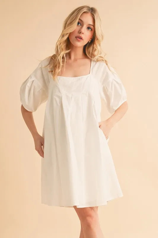 Aemi + Co Square Neck Babydoll Dress with Pockets