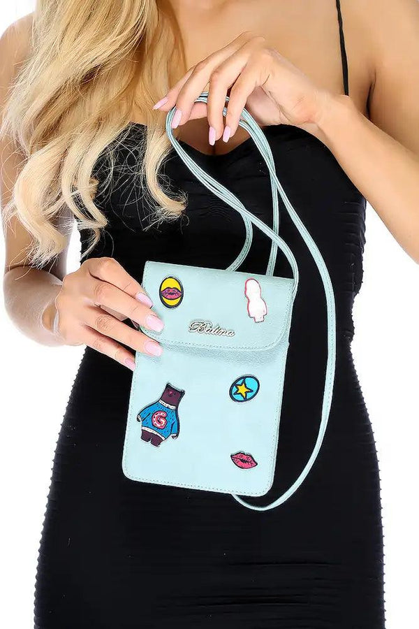 Dusty Blue Pendants Design Logo Mini Cross Body Handbags
