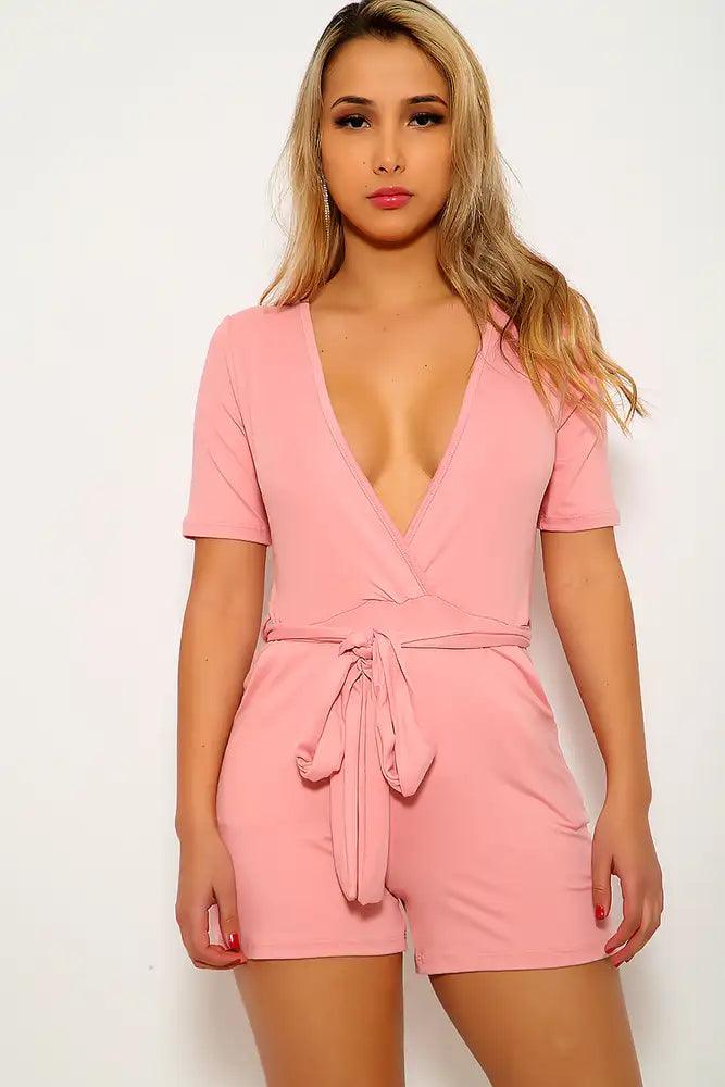 Dusty Rose Short Sleeve Casual Romper